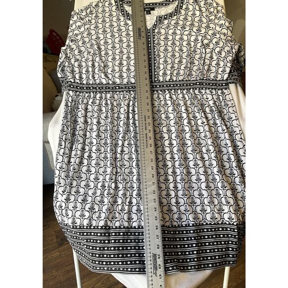 Ellos Women Midi Dress 1X (22/24) Black Floral A-Line 3/4 Sleeve V-neck Stretch - Picture 7 of 11